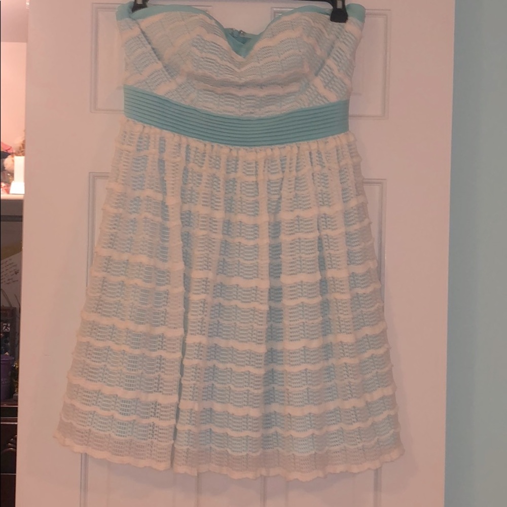 Blue and white cocktail dress